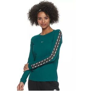 Nike teal long sleeve t-shirt with striped sleeves - M